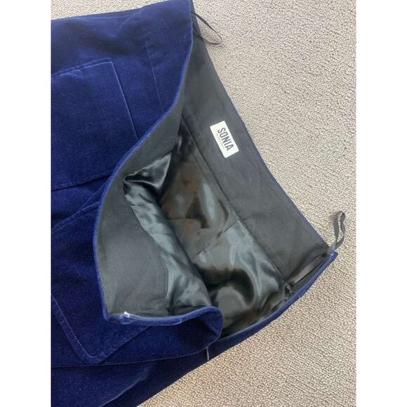 Sonia by Sonia Rykiel Womens Size 44 Blue Velvet A Line Mini Skirt Patch Pockets - Picture 7 of 7